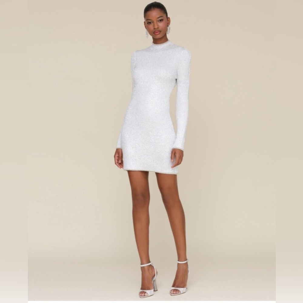 ❗️BUY NOW❗️ITEM WILL BE REMOVED SOON❗️Sparkling White Long Sleeve sweater Dress - Picture 2 of 8